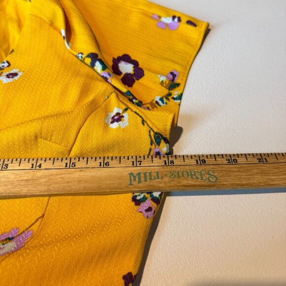 Free People Women S Lost In You Floral Midi Dress Golden Yellow V Neck Ruffle - Picture 8 of 10